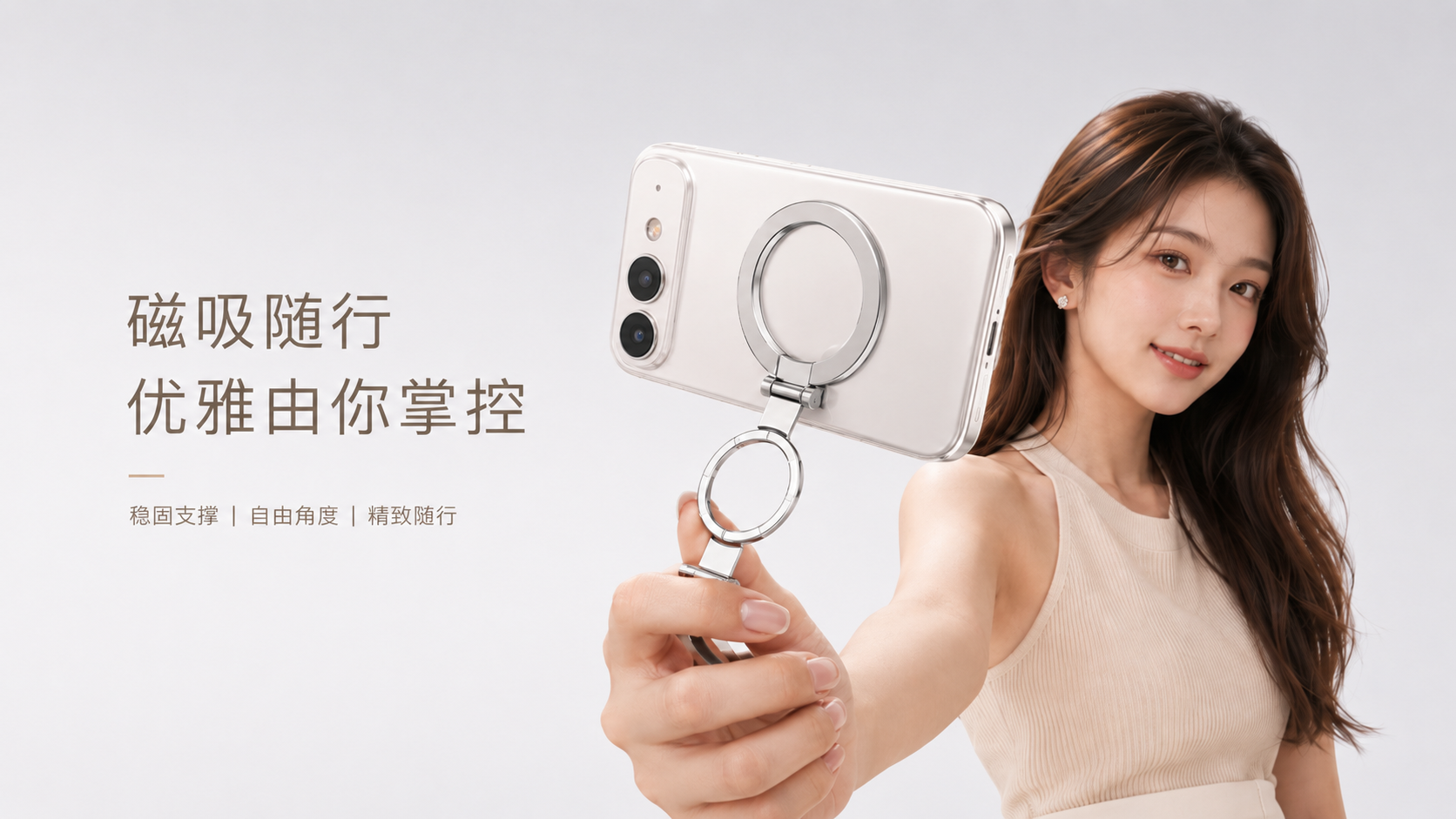 磁吸随行，优雅由你掌控，稳固支撑，自由角度，精致随行